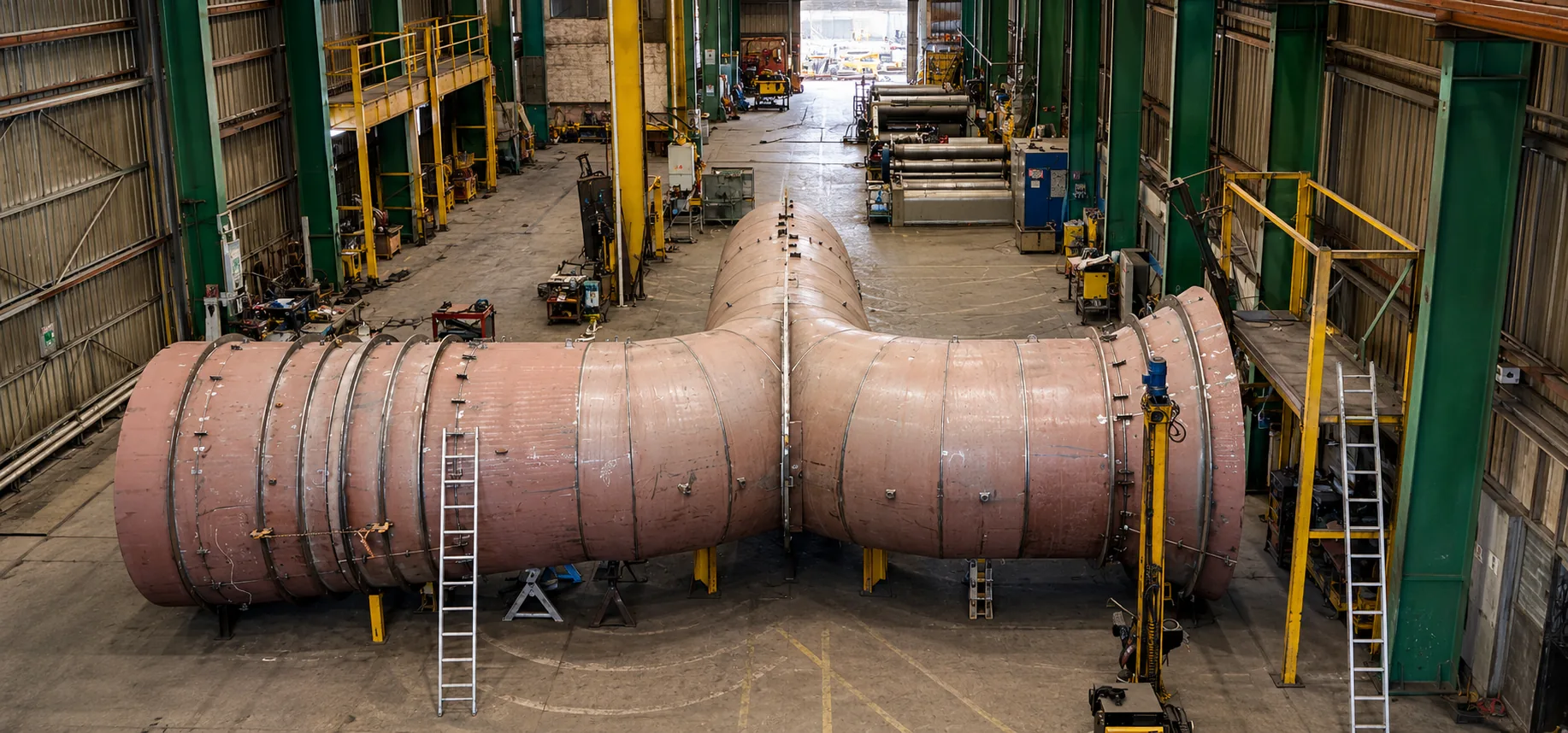 Fabricación de tuberías forzadas de gran diámetro en el taller de Hidromont